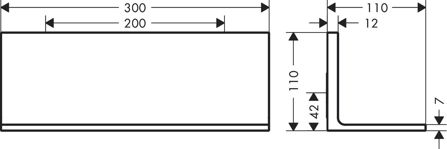 Hansgrohe Ablage 300 mm Axor Universal Rectangular BBC