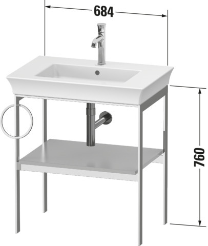 Duravit Metallkonsole bodenst. White Tulip 760x684x450,HH l.,Steingrau Hochglanz