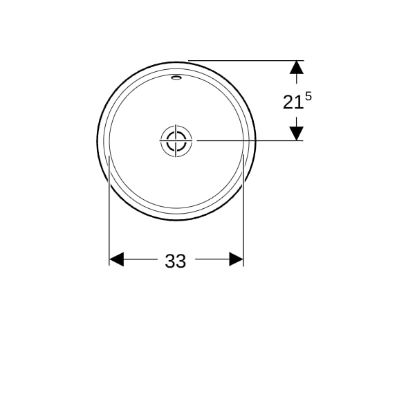 Geberit VariForm Unterbauwaschtisch, rund d:40,5cm, o. Hl, m. Ül., gl, weiß,Tect