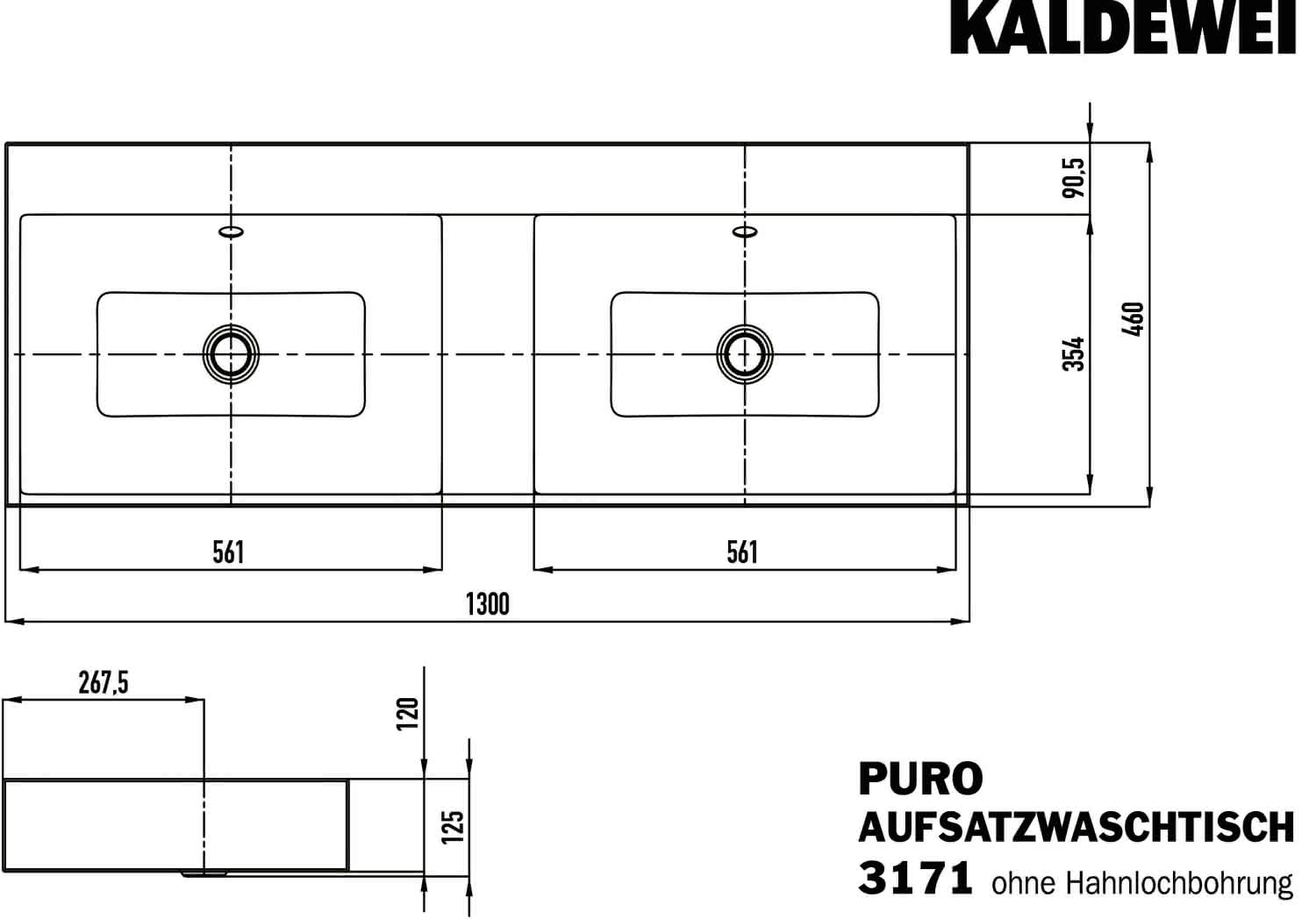 KA WB PURO Mod.3171,1300x460mm,alpwe, PEFF,AD,mÜL,chr