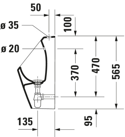 Duravit Urinal Duravit No.1,565mm,rimmless weiß hgl., Zulauf v. oben