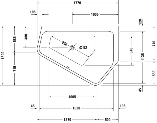 DU Paiova 5 Badew. 1770x1300 Einbau Ecke R,Rückenschr. 2 Rechts, Weiß