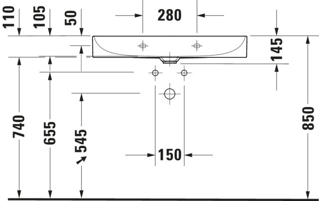 DU Möbelwaschtisch DuraSquare 800mm o. ÜL, mit HLB, 1 HL, weiß WonderGliss