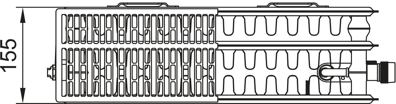 Kermi x2 Profil-V T33 600x155x1400 QN3130, RAL9016, 10bar, Vent.li,m.Abd,BK
