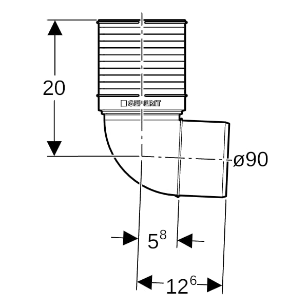 Geberit Silent-PP Anschlussbogen 90Gr d90
