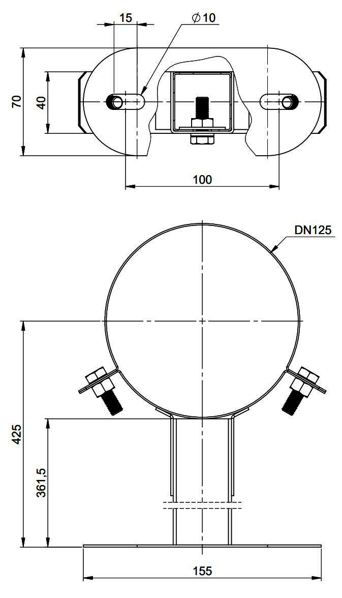 MHG Wandabstandhalter PP/Edelstahl 50-360 mm (kürzbar), DN 80/125