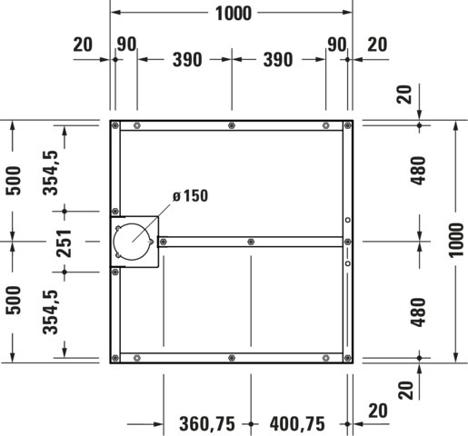 DU Fußgestell für Stonetto Duschwanne 1000x1000mm
