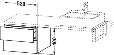 DU US für Konsole L-Cube 400x520x548mm 2 Schubkästen, Basalt Matt