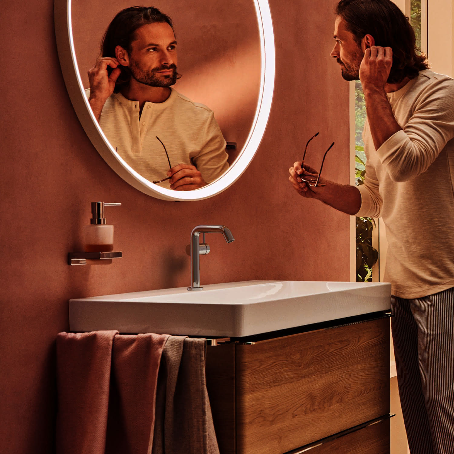 Hansgrohe WTM 150 Tecturis S Fine CoolStart  mit Push-Open Ablaufgarnitur chrom
