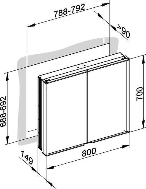 KEUCO Spiegelschrank Royal Match 12812, Wandeinbau, 800 x 700 x 149 mm