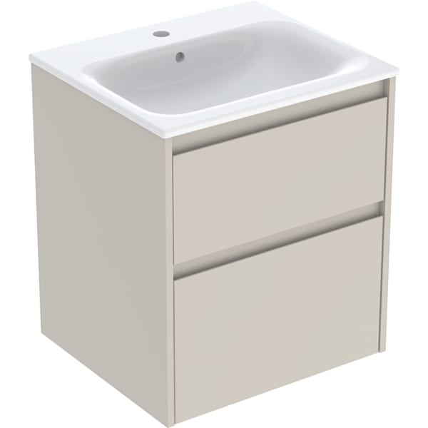 Geberit Renova Plan Set MWT mit US, 2 Schubl. 55x62,1x48cm, sandgrau/l. seidenmatt
