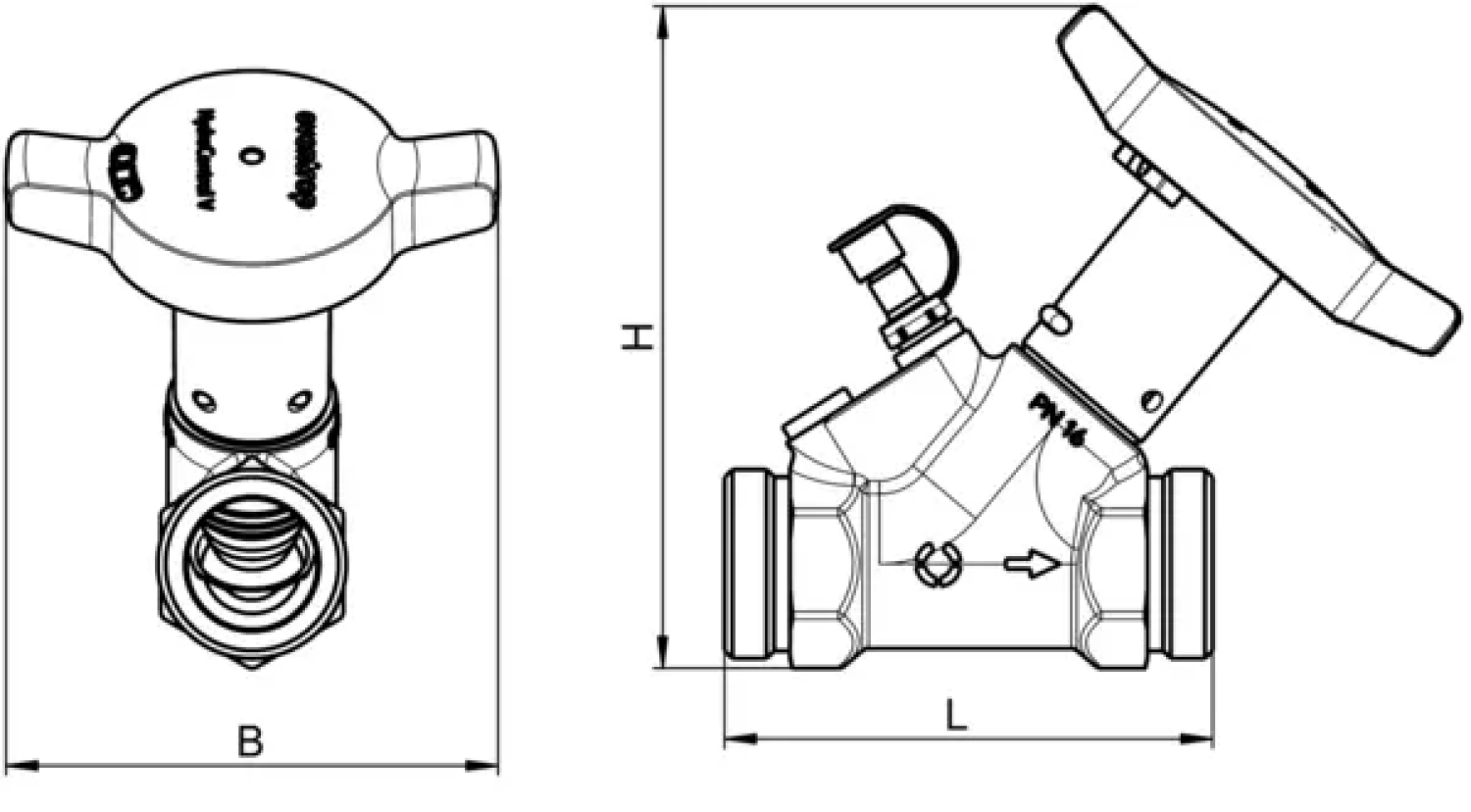 Oventrop-Strangabsp.Vent. HydroControl A PN16 DN15, G3/4 AG, HydroPort, EZB