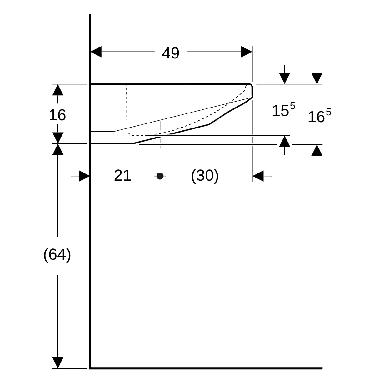 Geberit Paracelsus Waschtisch barrierefrei 64x49cm, o. Hl., o. Ül., weiß, KeraTect