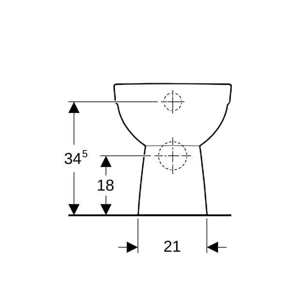 Geberit Renova Stand-WC Tiefspüler, Abg.horiz teilgeschl.Form, T:49cm, weiß, KeraTect