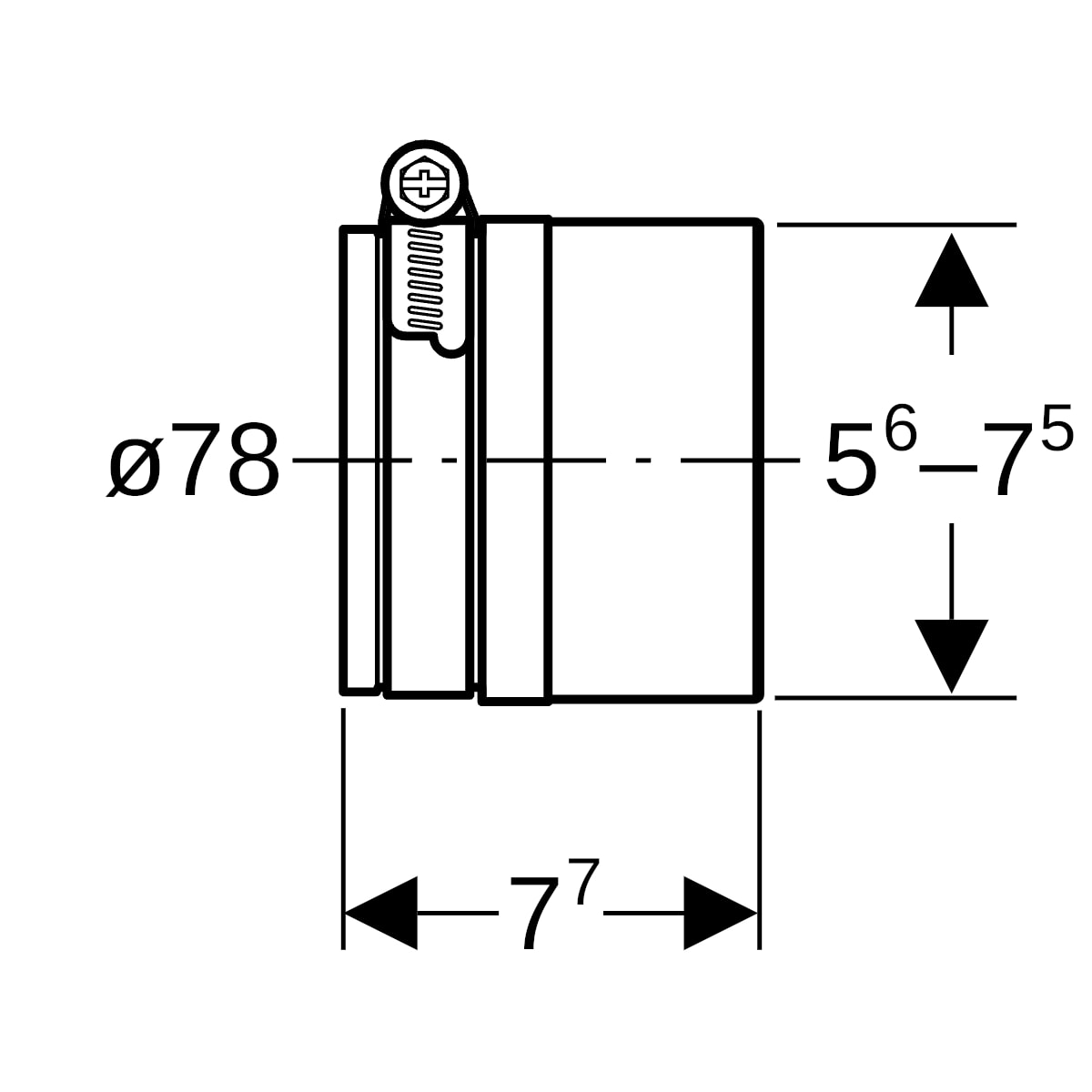 Geberit Silent-PP Übergangsmanschette auf Guss d56-75