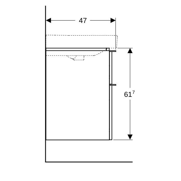 Geberit Smyle US für WT, eckig, m. 2 Schubl. 73,4x61,7x47cm, sand-grau