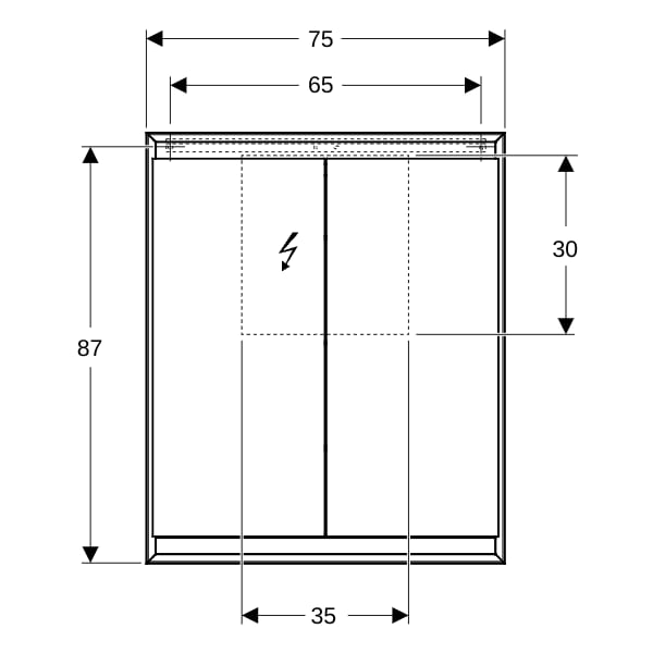 Geberit ONE Spiegelschrank mit ComfortLight 2 Türen, AP-Mont., 75x90x15cm, weiß