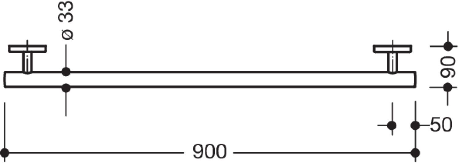 HEWI Haltegriff, L:900mm, d:33mm, Kst., unifarben signalweiß