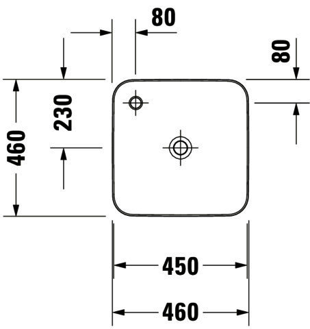 DU Aufsatzbecken Cape Cod 460 mm mit Armatureninsel, ohne ÜL, weiß