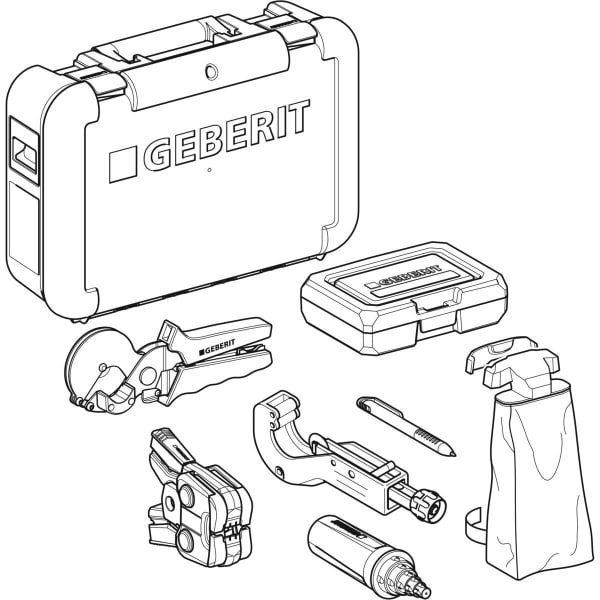 Geberit FlowFit Koffer bestückt mit Einsatz 10-P, d16-40, Komp. 1