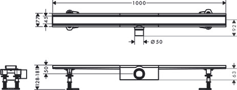 Hansgrohe Komplettset RainDrain Compact 1000mm für Standardinstallation BST