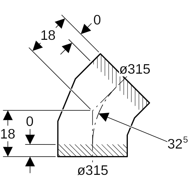 Geberit PE Segmentbogen 45Gr d315