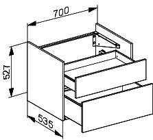 KE Unterbauschrank Edition 400 31443, 2 Auszüge, weiß HG/weiß HG