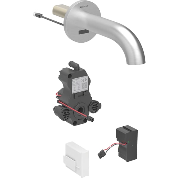 Geberit Piave WT-Arm., Wandmontage, Netzbetr. für UP-Funkt.Box, m.Misch.,L:22cm, edst.