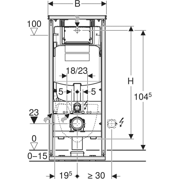 Geberit GIS Element für WWC, 114 cm, mit Sigma UP-SPK 12 cm, Ecklösung