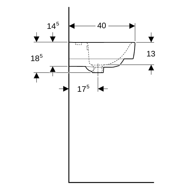 Geberit Renova Compact Waschtisch, 65x40cm m. Hl., m. Ül., weiß, KeraTect