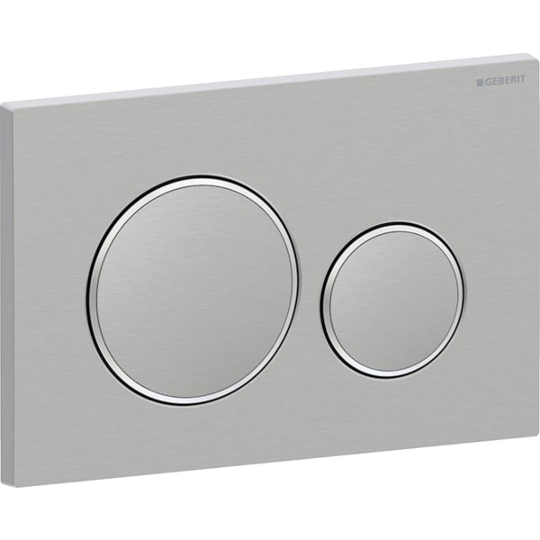 Geberit Sigma20 BetPl., rund, 2-Mengen-Sp. gebürstet, Etc / poliert