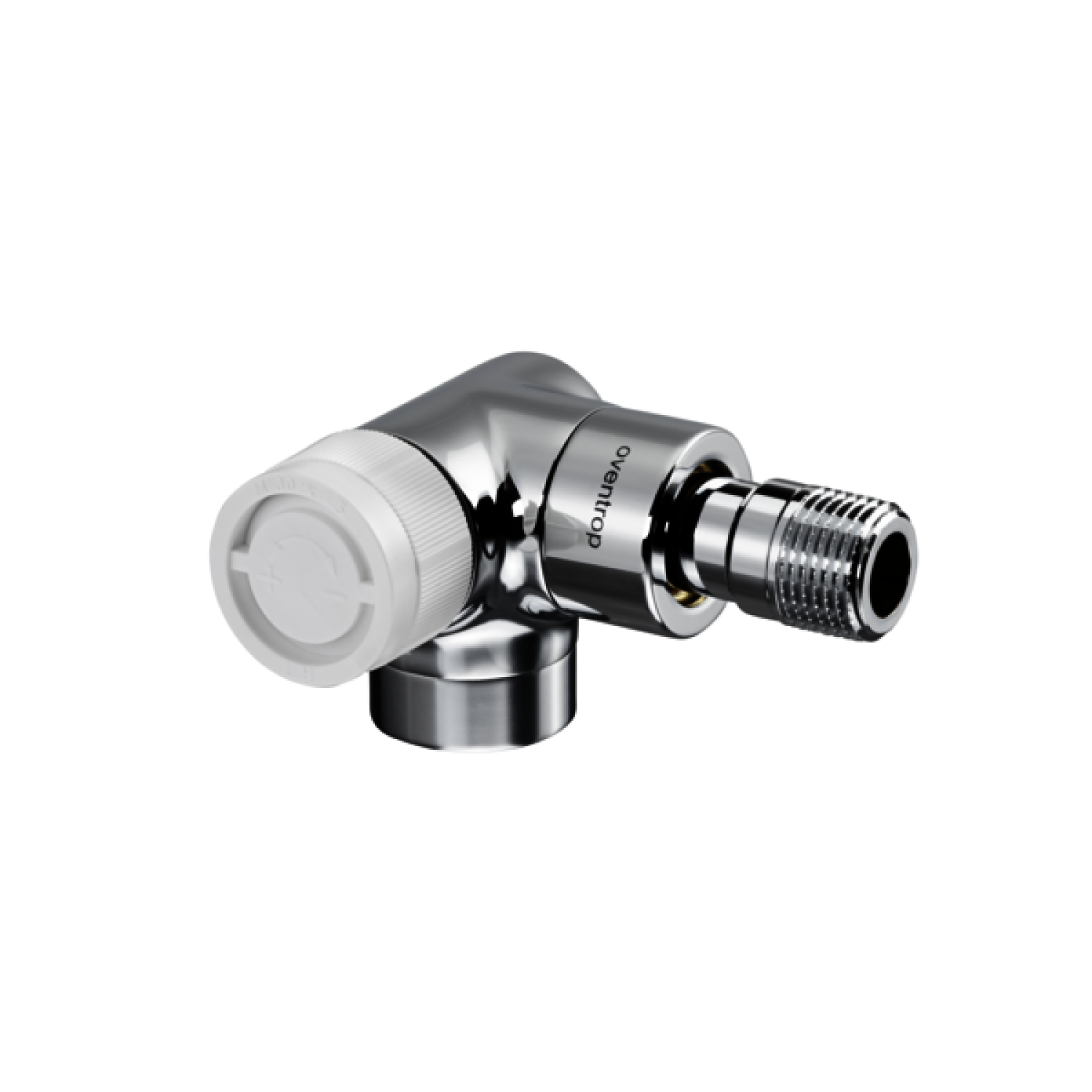 OVENTROP-Thermostatventil "E" DN15, Winkel-Eck links, Edelstahl-Design