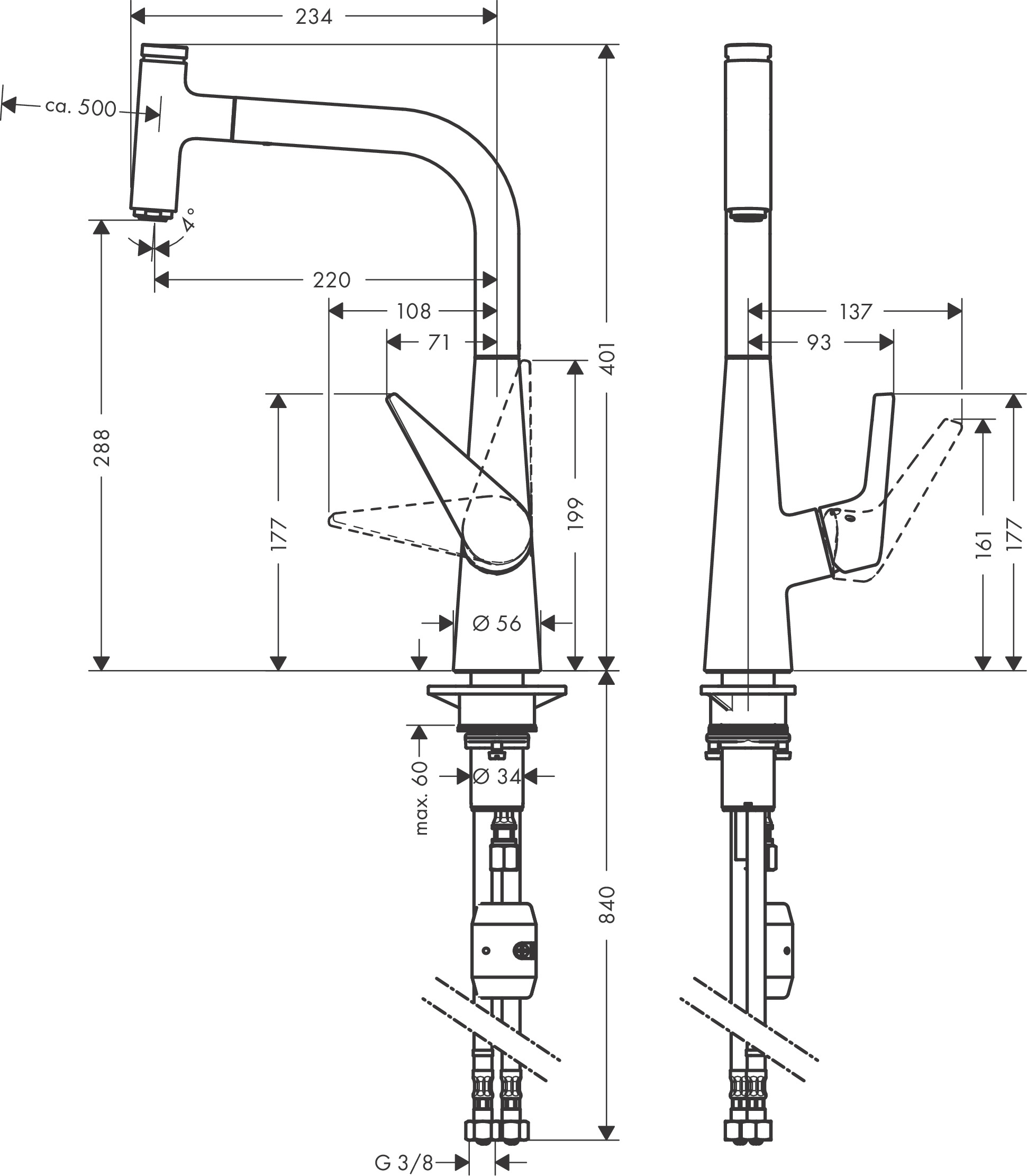 Hansgrohe Spültischmischer 300 Talis Select M51 Ausziehauslauf 1jet chrom