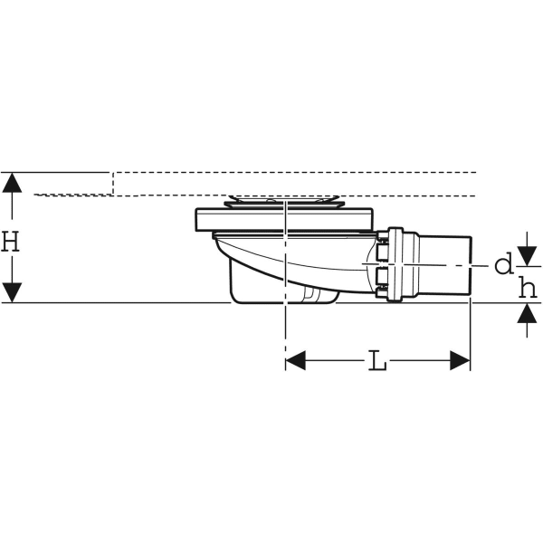 Geberit Duschwannenablauf für Setaplano Sperrwasserhöhe 50 mm d50