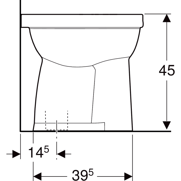 Geberit Renova Comfort Stand-WC Flachspüler erhöht barrierefrei, Abg. vertikal, weiß