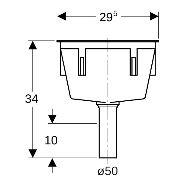 Geberit Trichter rechteckig d50