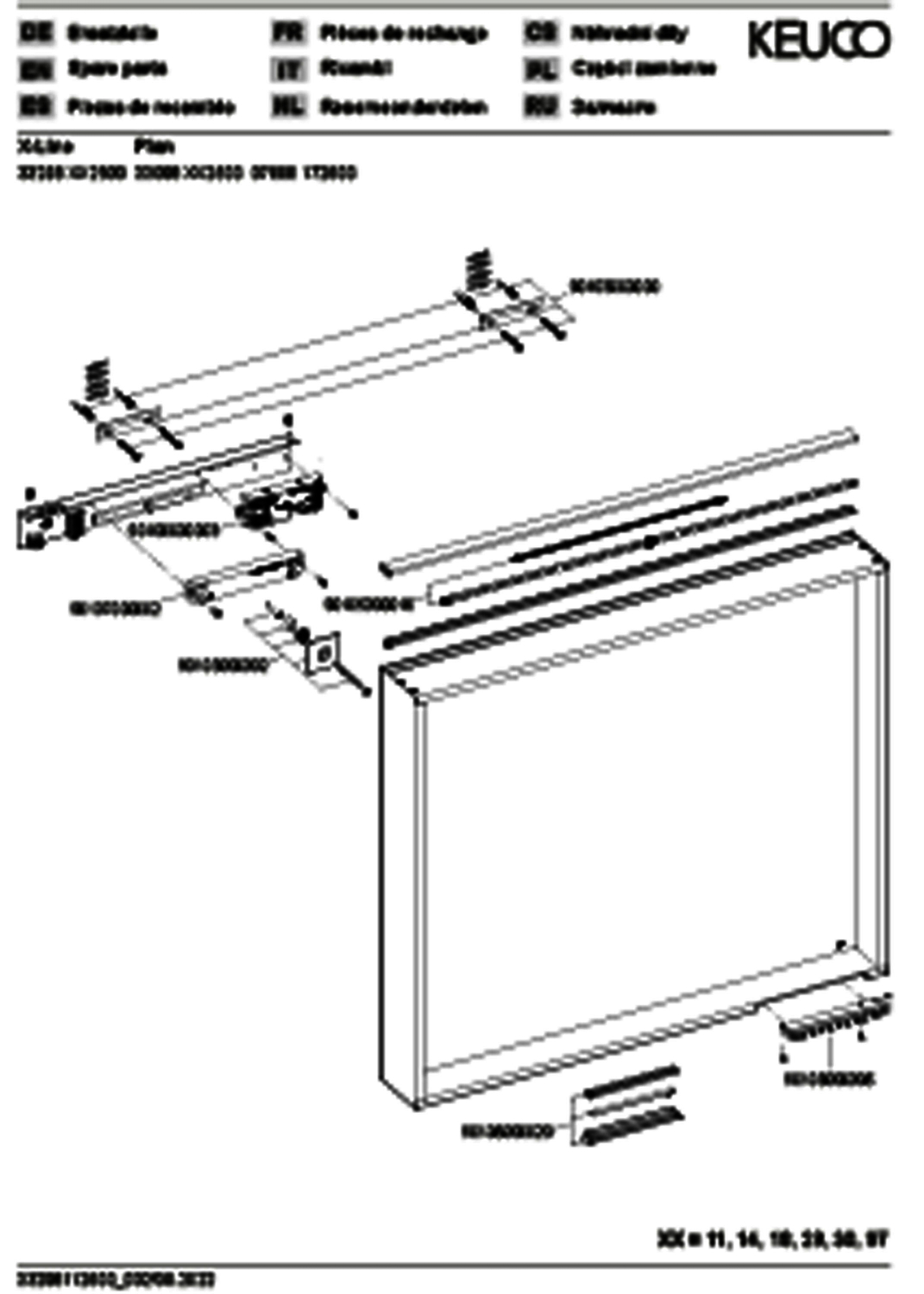 KEUCO Lichtspiegel X-Line 33298, mit Spiegelheizung, inox, 800x700x105mm