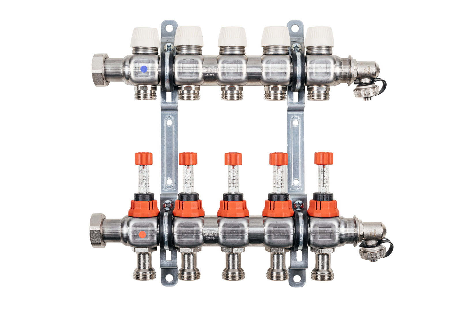 Kermi x-net Verteiler 1' Komfort-6 für 6 Kreise, Baulänge 370 mm