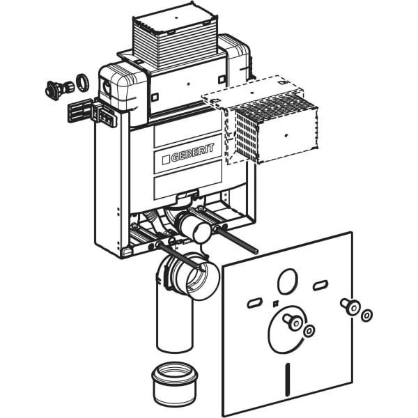 Geberit Kombifix Element für Wand-WC 82cm mit Omega UP-SPK 12cm Bet. vorne/oben