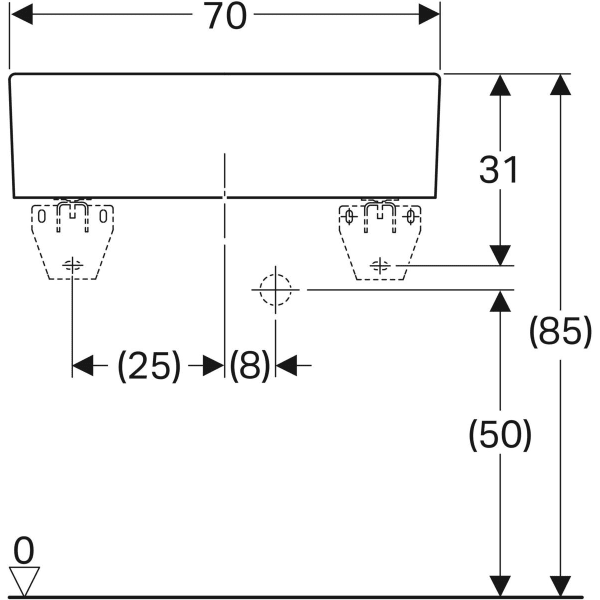 Geberit Publica Mehrzweckbecken ohne Überlauf 70x20x50cm, weiß