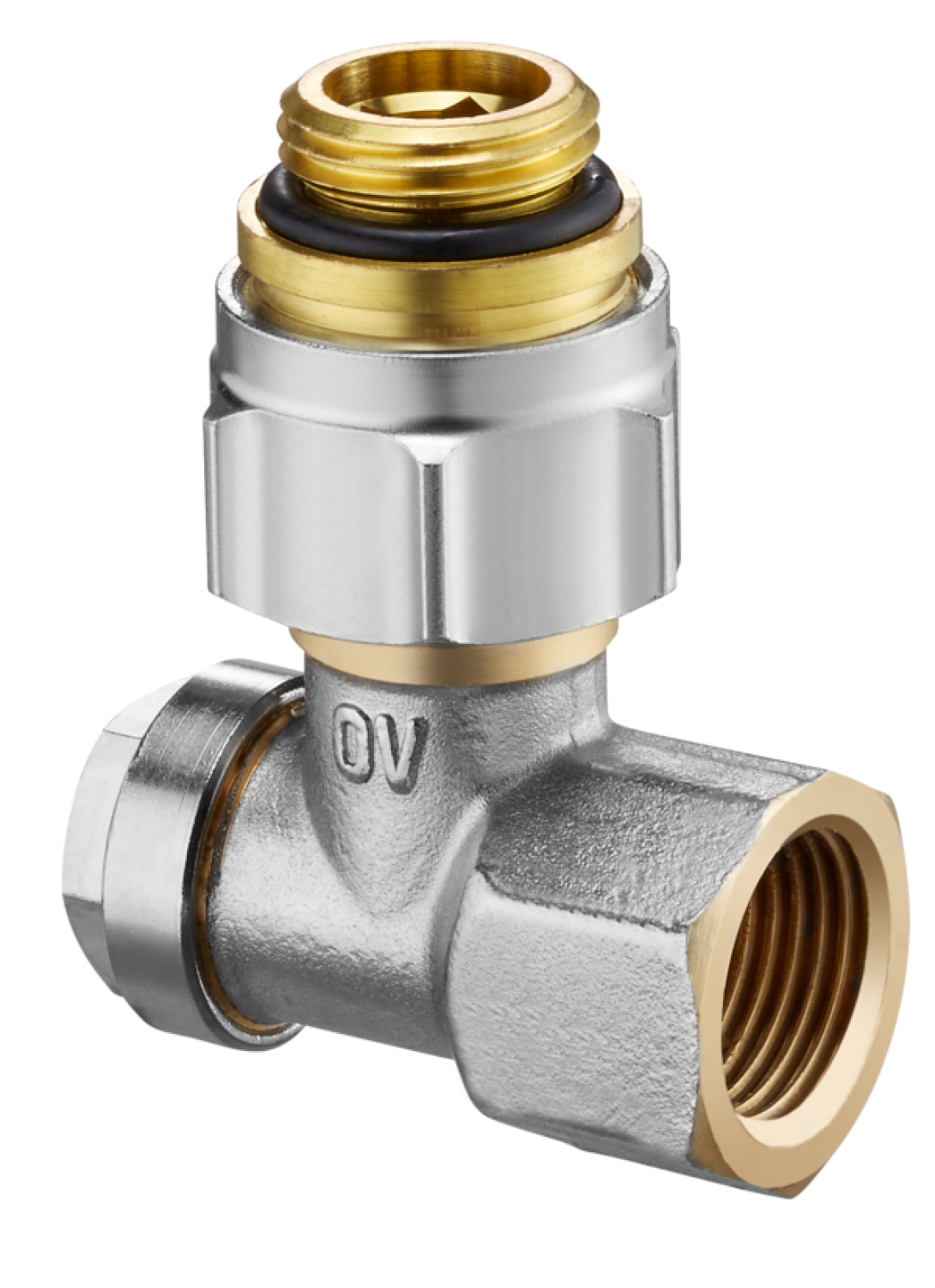 OVENTROP-Absperrwinkelverschraub.Combi 3 "Multiflex F",1/2"AG x 1/2"IG, Ms, vern.
