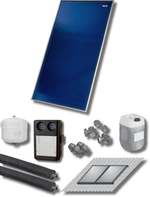 Wolf Paket 2 Kollektoren TopSon CFK-1 Aufdach, Solarmodul SM1-2, SEM-2 300