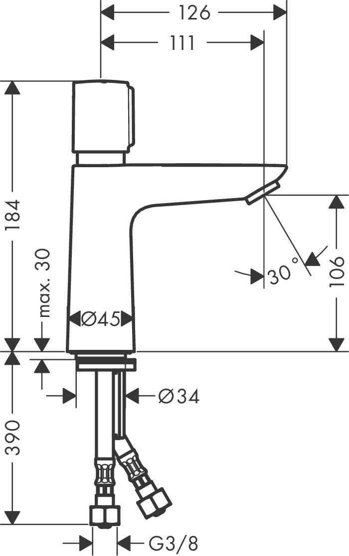 Hansgrohe Waschtischmischer Selbstschluss Talis E chrom mit Temperaturregelung