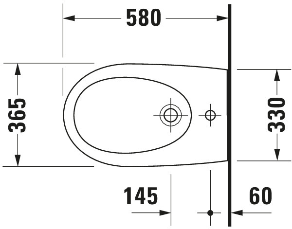 DU Wand-Bidet Architec 580 mm m.ÜL, m.HLB, 1 HL, Durafix, weiß