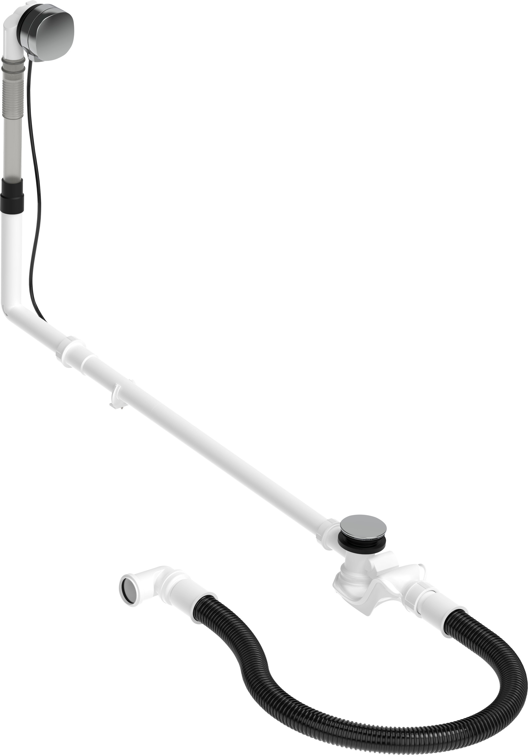 DU Ab- und Überlaufgarnitur Quadroval Drehgriff,Einl.,Flexs.,BZL 1100mm,chrom