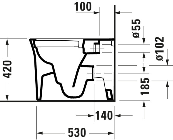 Duravit Stand-WC White Tulip, 580mm, Weiß rimless, TS, Abg.waagr., btw, HYG