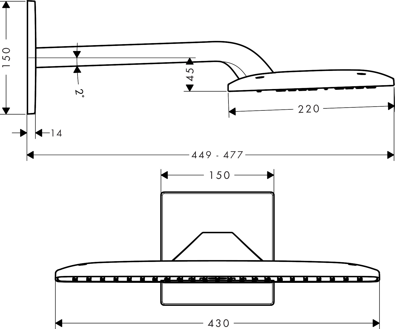Hansgrohe Kopfbrause Raindance E 420 Air 2jet 430mmx220mm Brausearm 385mm chr.f.ibox Hansgrohe Kopfbrause Raindance E 420 Air 2jet 430mmx220mm Brausearm 385mm chr.f.ibox