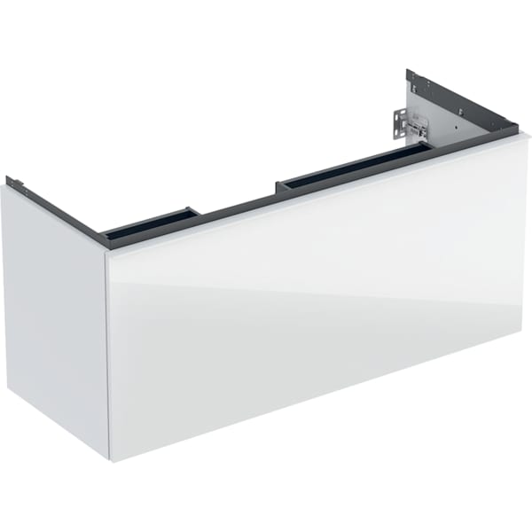 Geberit Acanto US für WT B:120cm, 1 Schubl. 1 i.Schubl., weiß hgl./Glas weiß