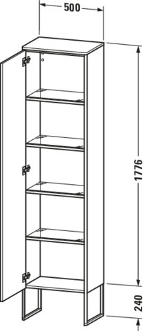 DU Hochschrank XSquare, bodenst., TA li 2016x500x356mm, Weiß Matt