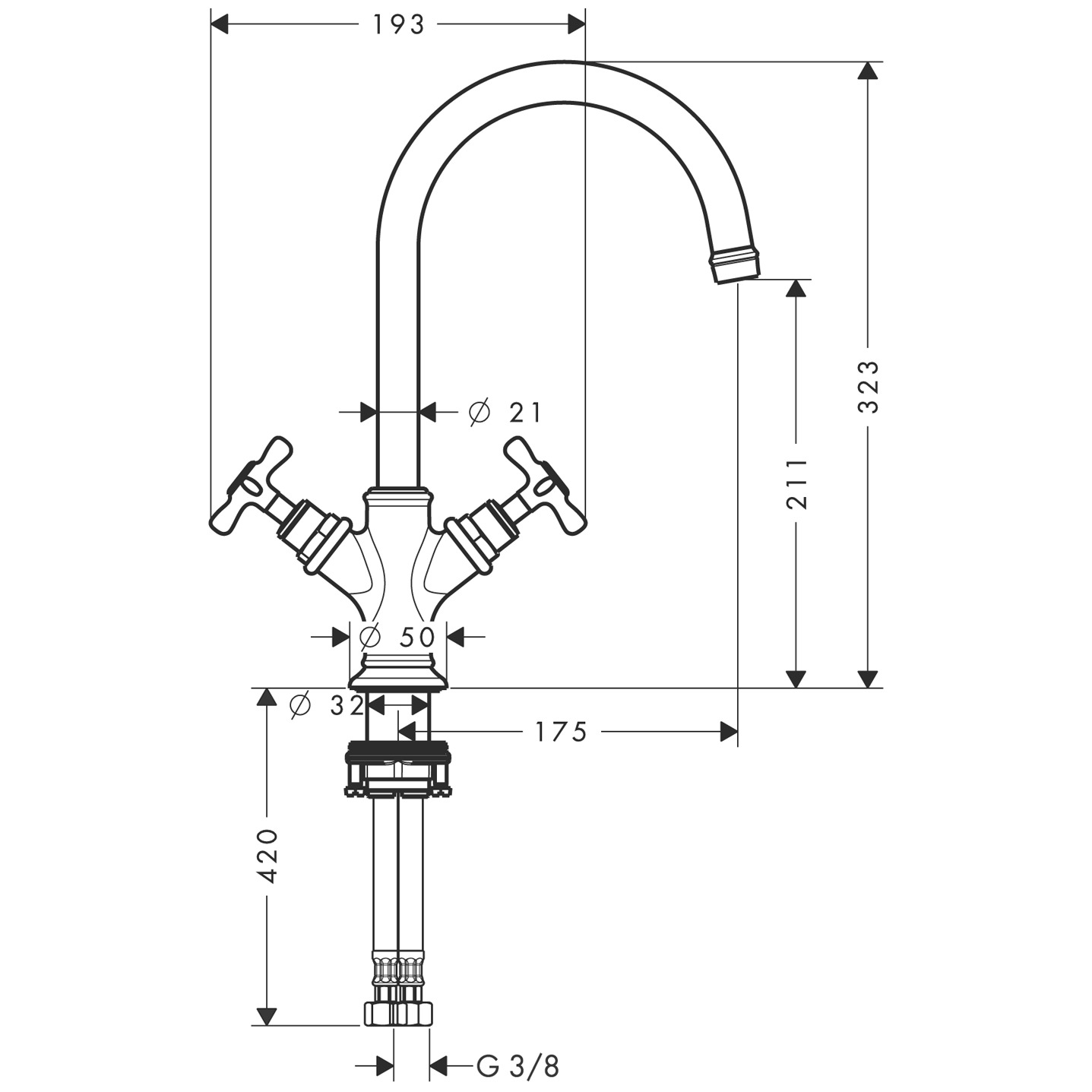 Hansgrohe Zweigriff Waschtischarmatur Axor Montreux mit unverschl.ALG BBR
